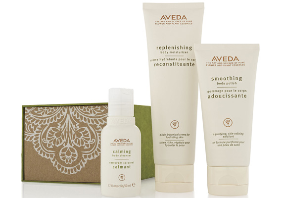 Aveda Body Care: Body cleanser, moisturizer and polish.